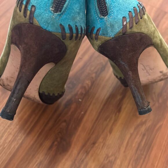 Salvador Ferragamo multicolor suede boots 7.5 - Picture 8 of 9